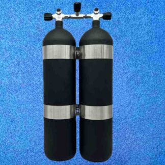 Doppel Tauchflasche 12L 232 Bar schwarz konkavem Boden