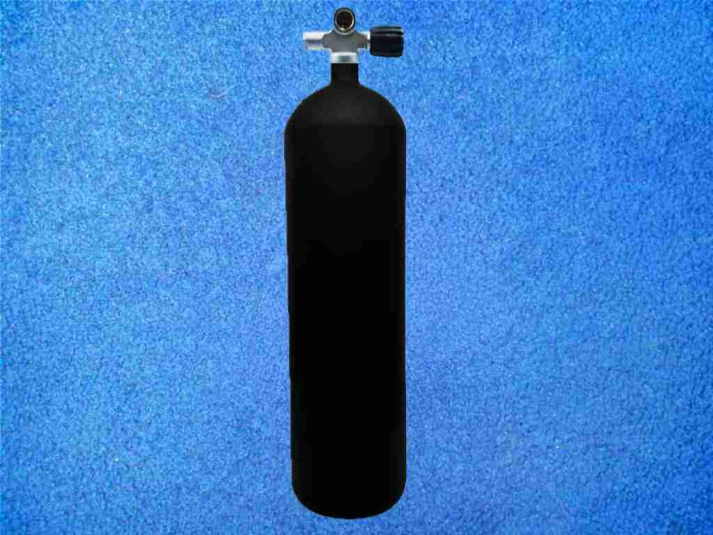 Tauchflasche 12 Liter Matt Schwarz konkav mit Brückenventil – Bild 2