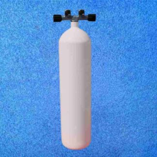 Tauchflasche 12 Liter Weiss konkav mit Twin-Ventil - 232 bar
