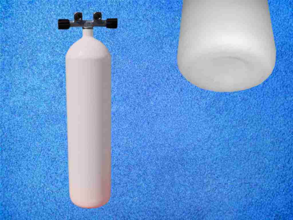 Tauchflasche 12 Liter Weiss konkav mit Twin-Ventil - 232 bar – Bild 3