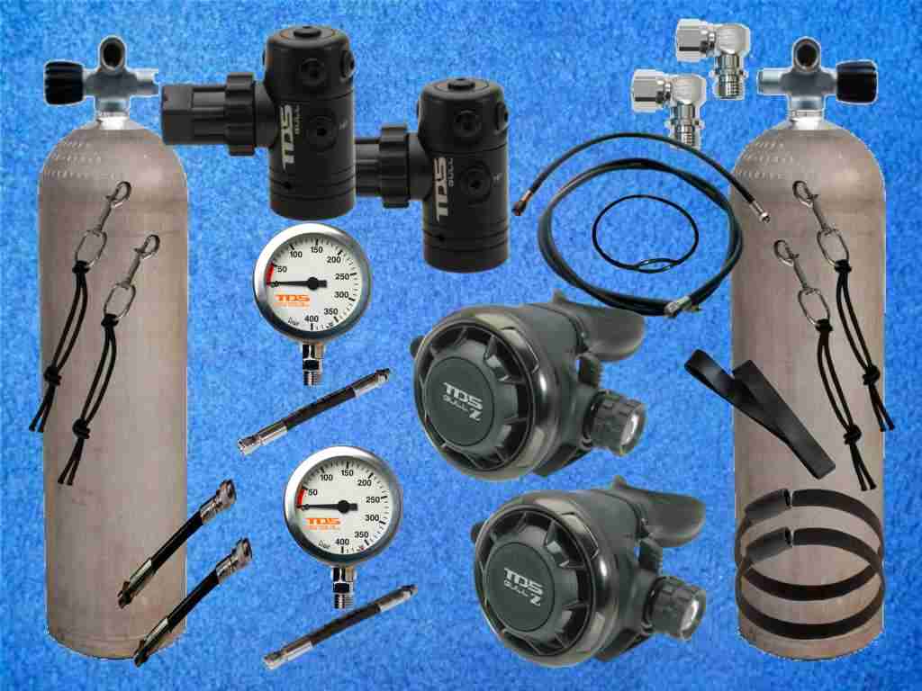 Sidemount Alu Tauchflasche 80cft TDS Atemregler Set