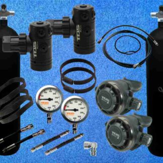 Sidemount Set Tauchflaschen 12 ltr schwarz, konkav mit TDS GULL z Tek Atemregler