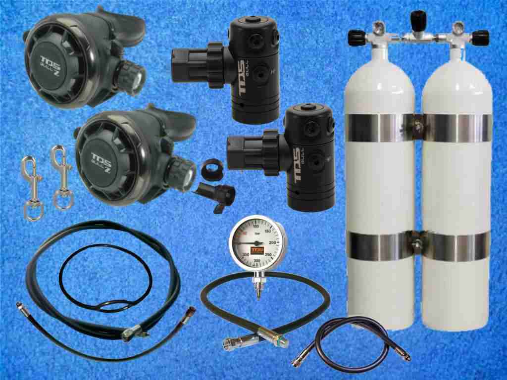 Atemregler Set TDS Gull z Tek Black mit D12 konkav